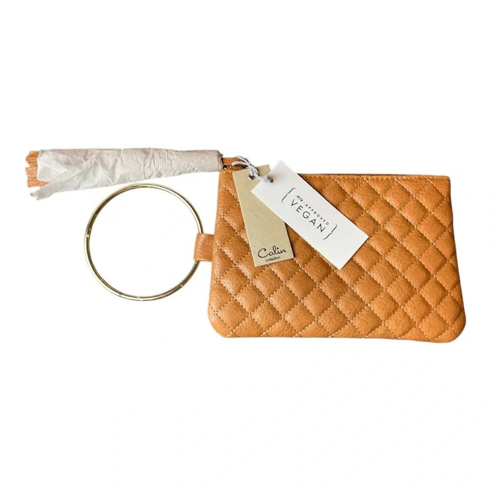 Calin Collection Vegan Clutch Wrist Clutch with tassel zipper NWT